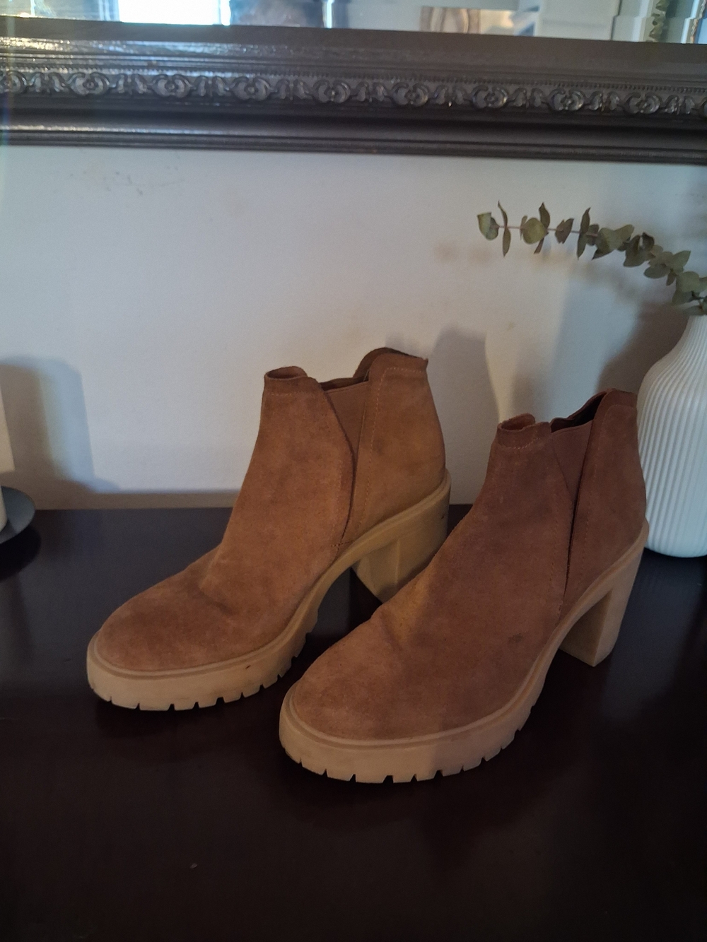 Dolce Vita Tan Suede Platform Ankle Booties